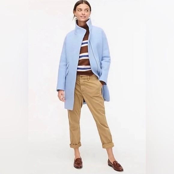 NEW J Crew Cocoon Italian Stadium Cloth Wool Coat in Heather Blue Size 14 NWT - Picture 3 of 7
